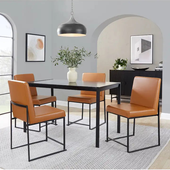 Sedia da pranzo imbottita con schienale alto – Velluto / Similpelle / Tessuto, Set da 2