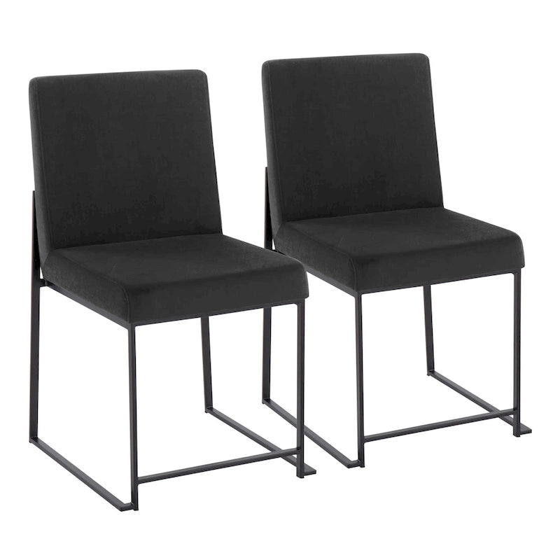 Sedia da pranzo imbottita con schienale alto – Velluto / Similpelle / Tessuto, Set da 2