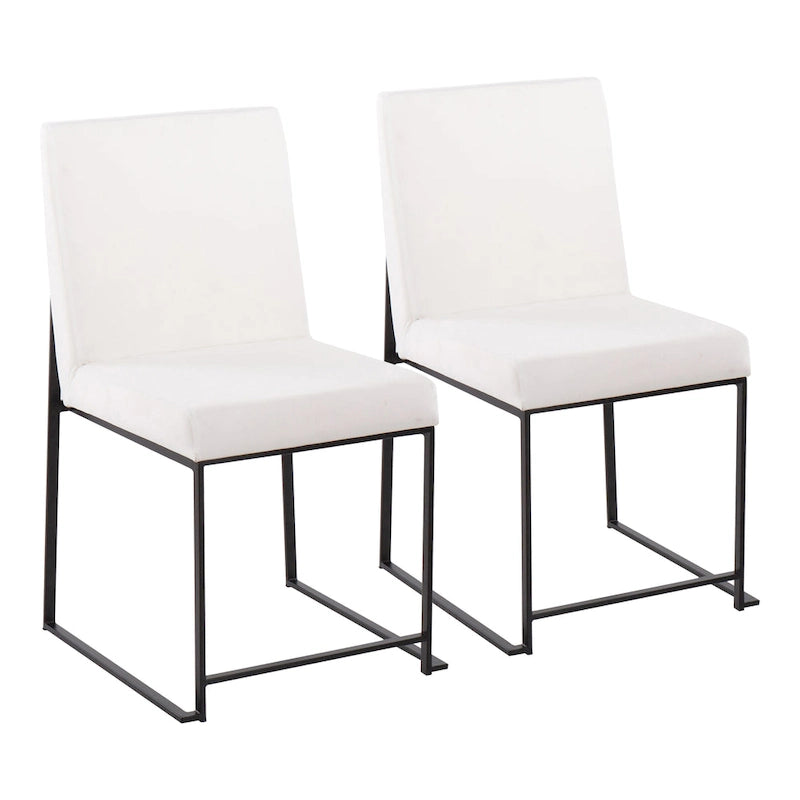 Sedia da pranzo imbottita con schienale alto – Velluto / Similpelle / Tessuto, Set da 2