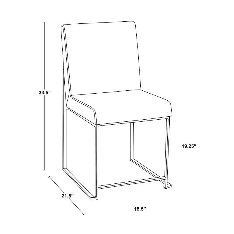 Sedia da pranzo imbottita con schienale alto – Velluto / Similpelle / Tessuto, Set da 2
