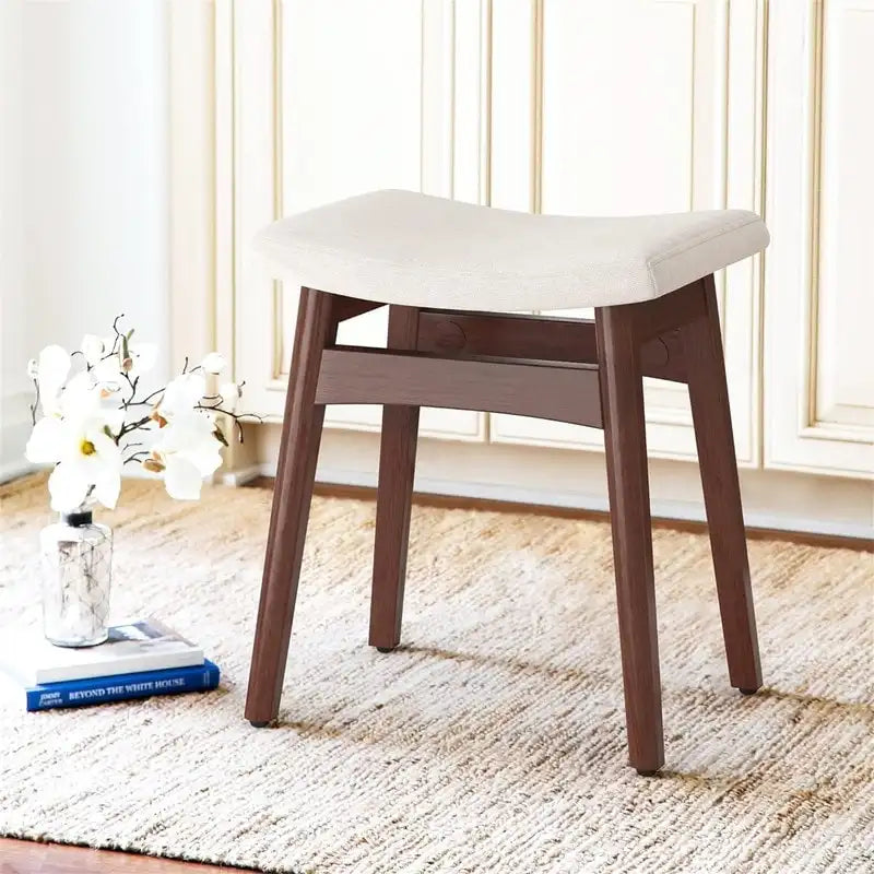 Sgabello Vanity con Cuscino a Sella – Bianco / Blu / Beige / Rosso, 1 Persona