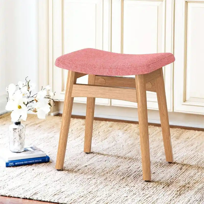 Sgabello Vanity con Cuscino a Sella – Bianco / Blu / Beige / Rosso, 1 Persona