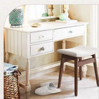 Sgabello Vanity con Cuscino a Sella – Bianco / Blu / Beige / Rosso, 1 Persona
