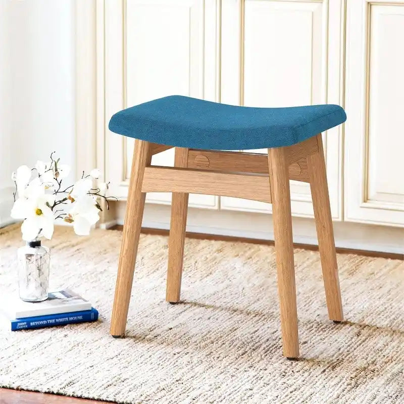 Sgabello Vanity con Cuscino a Sella – Bianco / Blu / Beige / Rosso, 1 Persona
