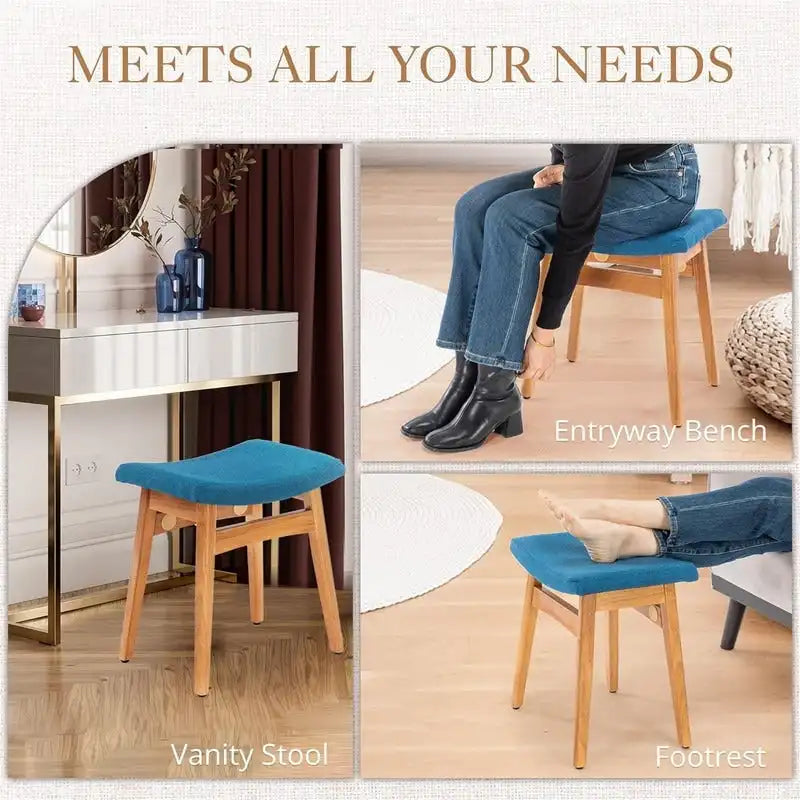Sgabello Vanity con Cuscino a Sella – Bianco / Blu / Beige / Rosso, 1 Persona