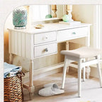 Sgabello Vanity con Cuscino a Sella – Bianco / Blu / Beige / Rosso, 1 Persona