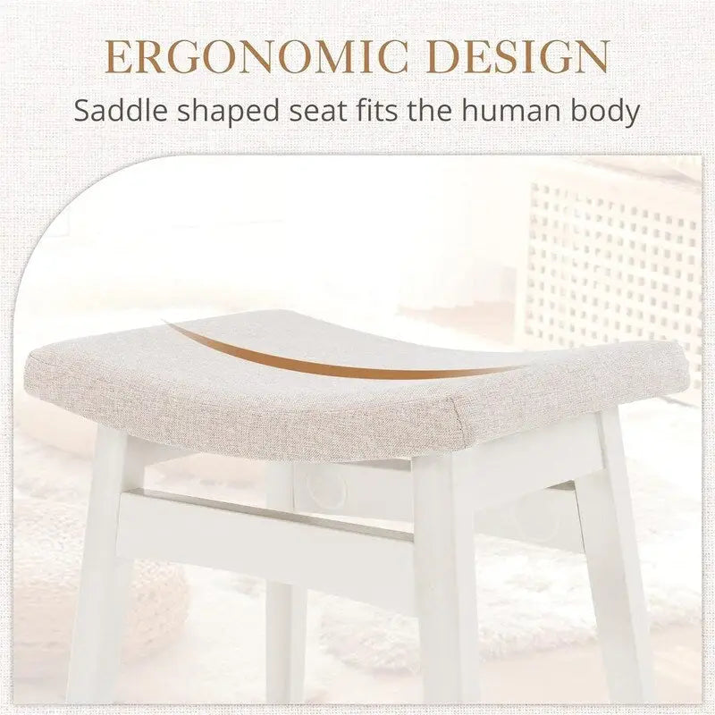 Sgabello Vanity con Cuscino a Sella – Bianco / Blu / Beige / Rosso, 1 Persona