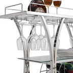 Carrello Bar in Metallo con Ruote, 3 Livelli — Nero / Cromo / Nero+Grigio