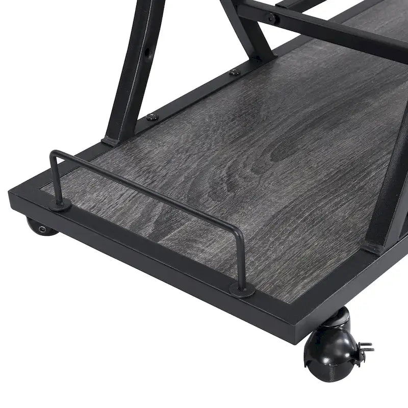 Carrello Bar in Metallo con Ruote, 3 Livelli — Nero / Cromo / Nero+Grigio