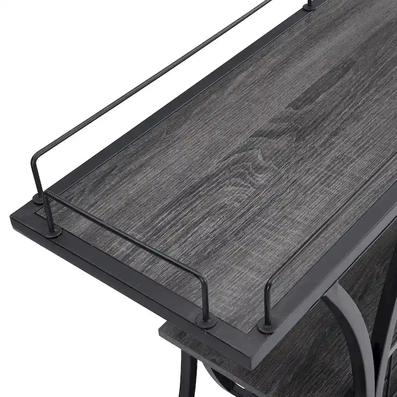 Carrello Bar in Metallo con Ruote, 3 Livelli — Nero / Cromo / Nero+Grigio