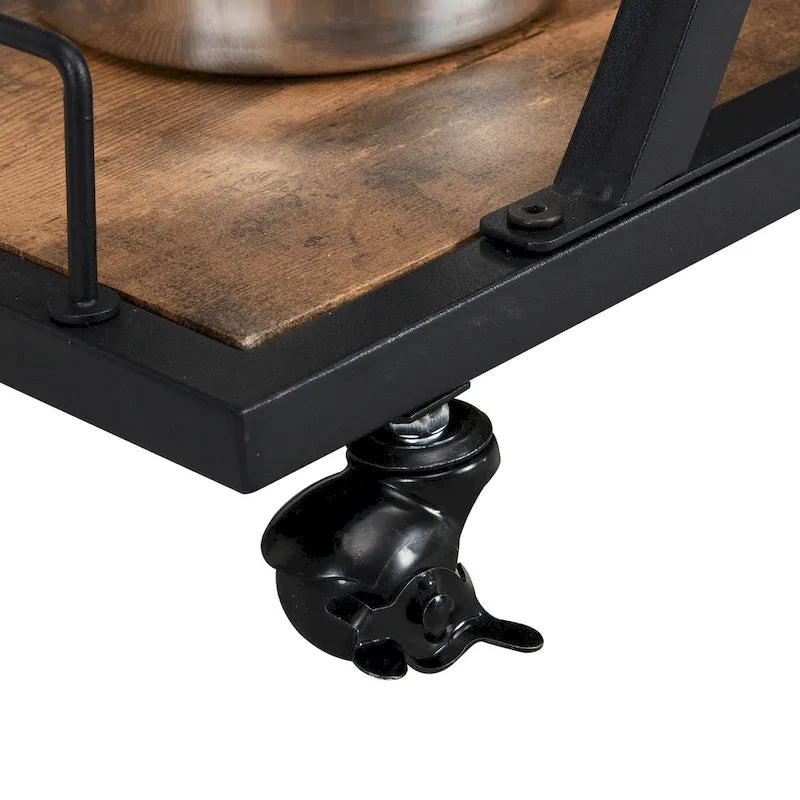 Carrello Bar in Metallo con Ruote, 3 Livelli — Nero / Cromo / Nero+Grigio