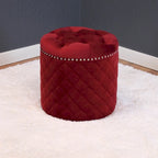 Pouf Rotondo in Velluto, Capitonnè, Seduta Singola — Vari Colori