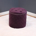 Pouf Rotondo in Velluto, Capitonnè, Seduta Singola — Vari Colori