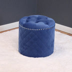 Pouf Rotondo in Velluto, Capitonnè, Seduta Singola — Vari Colori