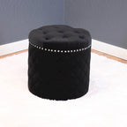 Pouf Rotondo in Velluto, Capitonnè, Seduta Singola — Vari Colori
