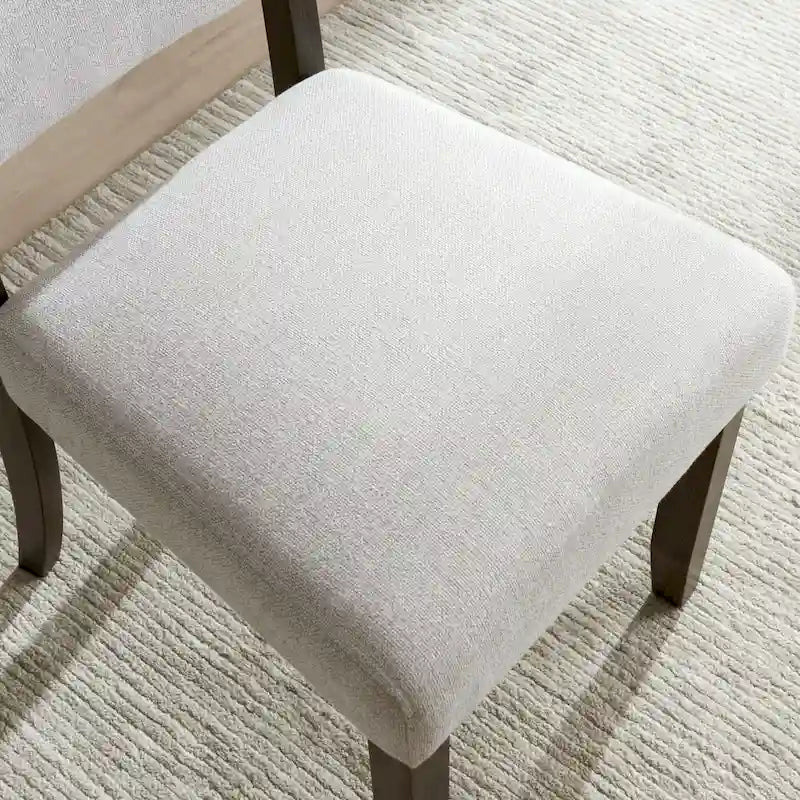 Sedie da Pranzo con Schienale Imbottito e Base in Legno, Grigio/Bianco, Set da 2