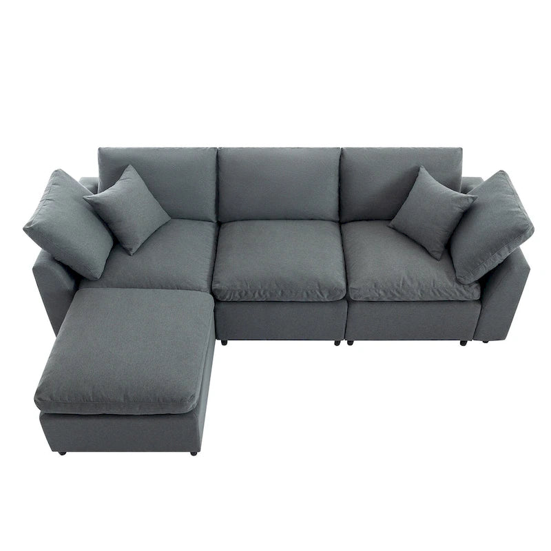 Divano sezionale a L imbottito in piuma con chaise longue reversibile, 4-5 posti a sedere