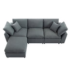 Divano sezionale a L imbottito in piuma con chaise longue reversibile, 4-5 posti a sedere