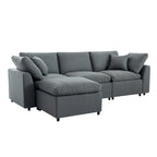 Divano sezionale a L imbottito in piuma con chaise longue reversibile, 4-5 posti a sedere