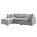 Divano sezionale a L imbottito in piuma con chaise longue reversibile, 4-5 posti a sedere