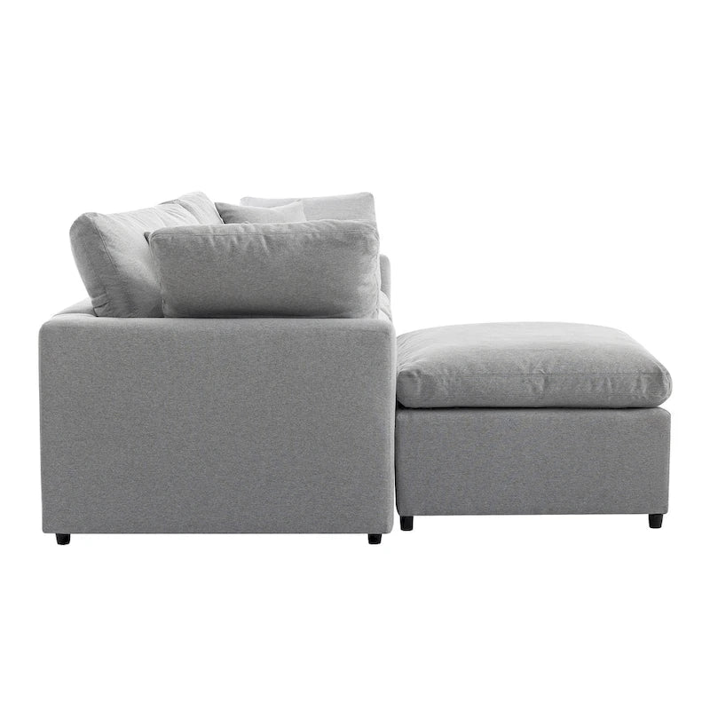 Divano sezionale a L imbottito in piuma con chaise longue reversibile, 4-5 posti a sedere