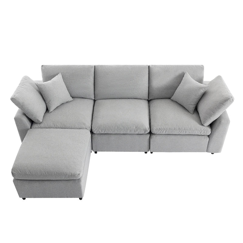 Divano sezionale a L imbottito in piuma con chaise longue reversibile, 4-5 posti a sedere