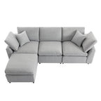 Divano sezionale a L imbottito in piuma con chaise longue reversibile, 4-5 posti a sedere