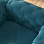Set Chesterfield in Velluto Trapuntato, Blu Navy / Grigio / Blu Francia / Verde Petrolio, 3 pezzi