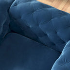 Set Chesterfield in Velluto Trapuntato, Blu Navy / Grigio / Blu Francia / Verde Petrolio, 3 pezzi