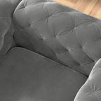 Set Chesterfield in Velluto Trapuntato, Blu Navy / Grigio / Blu Francia / Verde Petrolio, 3 pezzi