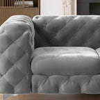 Set Chesterfield in Velluto Trapuntato, Blu Navy / Grigio / Blu Francia / Verde Petrolio, 3 pezzi