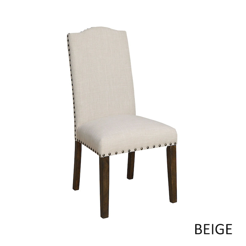 Sedie laterali rustiche in lino, set da 2 – Beige / Marrone / Grigio Scuro / Grigio Chiaro