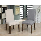 Sedie laterali rustiche in lino, set da 2 – Beige / Marrone / Grigio Scuro / Grigio Chiaro