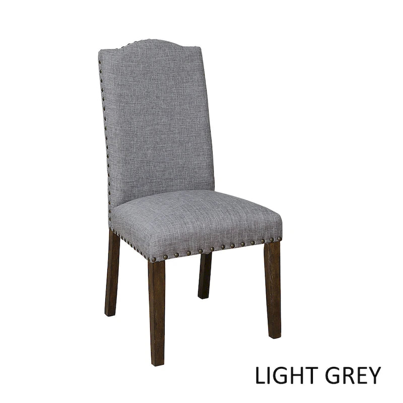 Sedie laterali rustiche in lino, set da 2 – Beige / Marrone / Grigio Scuro / Grigio Chiaro