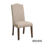 Sedie laterali rustiche in lino, set da 2 – Beige / Marrone / Grigio Scuro / Grigio Chiaro