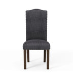 Sedie laterali rustiche in lino, set da 2 – Beige / Marrone / Grigio Scuro / Grigio Chiaro