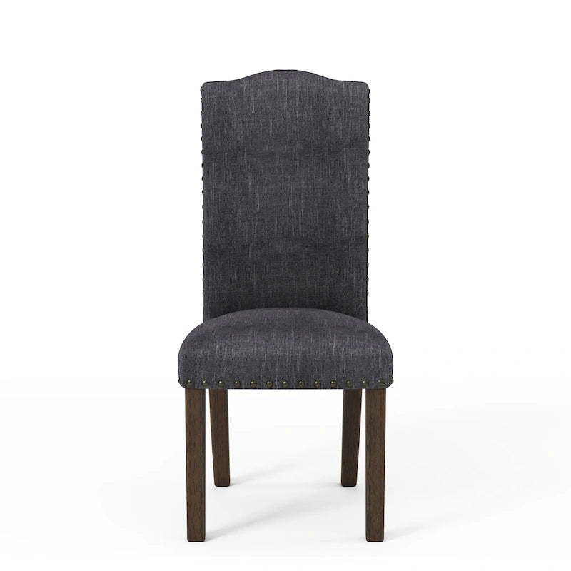 Sedie laterali rustiche in lino, set da 2 – Beige / Marrone / Grigio Scuro / Grigio Chiaro