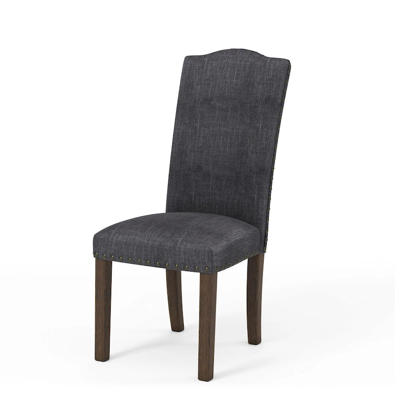 Sedie laterali rustiche in lino, set da 2 – Beige / Marrone / Grigio Scuro / Grigio Chiaro
