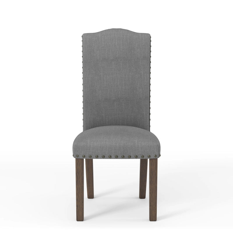 Sedie laterali rustiche in lino, set da 2 – Beige / Marrone / Grigio Scuro / Grigio Chiaro