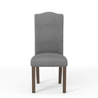 Sedie laterali rustiche in lino, set da 2 – Beige / Marrone / Grigio Scuro / Grigio Chiaro