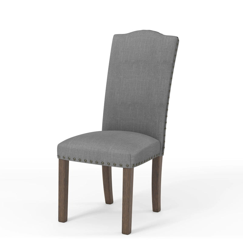 Sedie laterali rustiche in lino, set da 2 – Beige / Marrone / Grigio Scuro / Grigio Chiaro