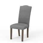 Sedie laterali rustiche in lino, set da 2 – Beige / Marrone / Grigio Scuro / Grigio Chiaro