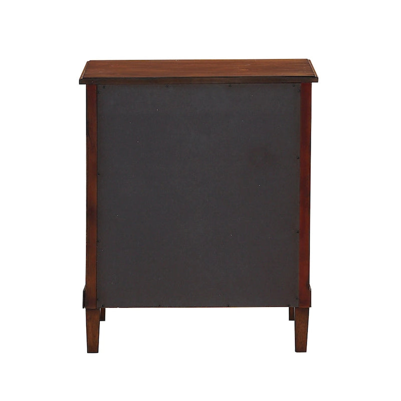 Comodino marrone a 3 cassetti con maniglie ad anello