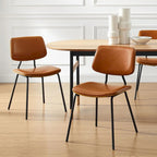 Sedia da pranzo in similpelle stile Mid-Century, Marrone/Nero, Set da 2