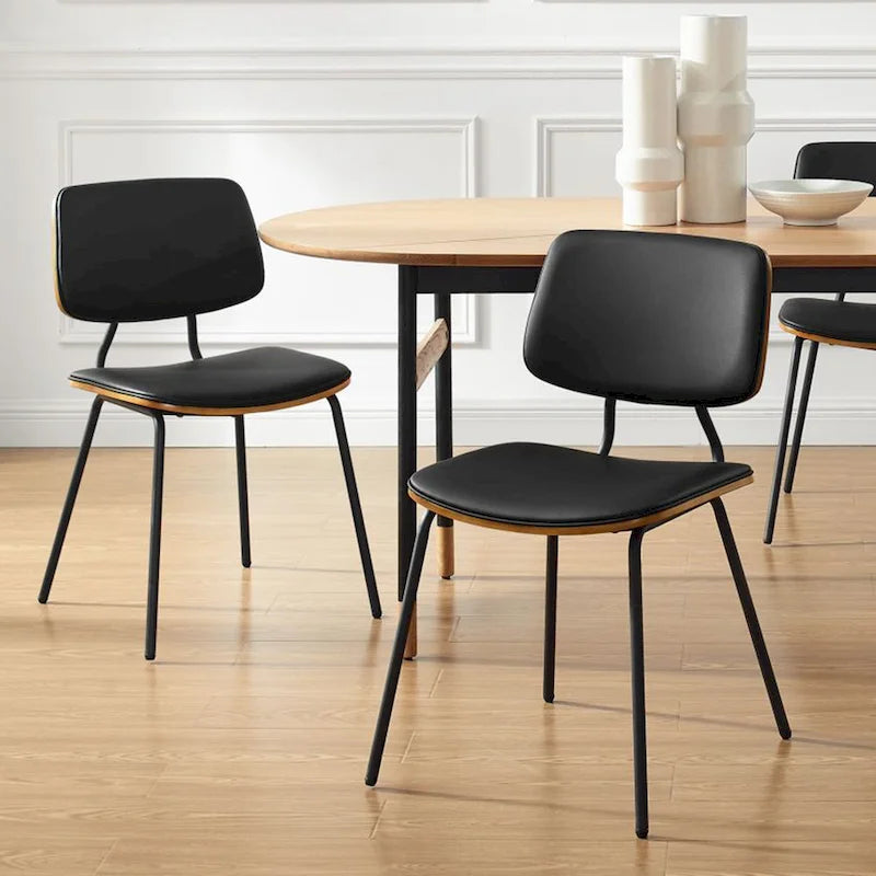 Sedia da pranzo in similpelle stile Mid-Century, Marrone/Nero, Set da 2