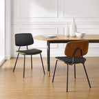 Sedia da pranzo in similpelle stile Mid-Century, Marrone/Nero, Set da 2