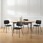 Sedia da pranzo in similpelle stile Mid-Century, Marrone/Nero, Set da 2
