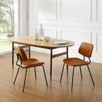 Sedia da pranzo in similpelle stile Mid-Century, Marrone/Nero, Set da 2