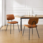Sedia da pranzo in similpelle stile Mid-Century, Marrone/Nero, Set da 2