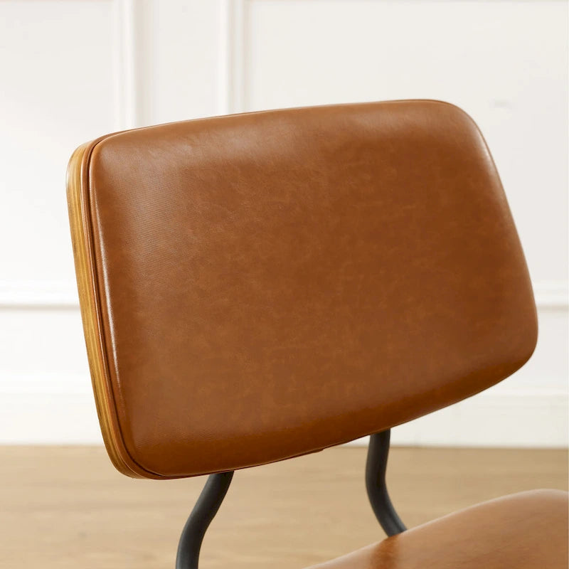 Sedia da pranzo in similpelle stile Mid-Century, Marrone/Nero, Set da 2